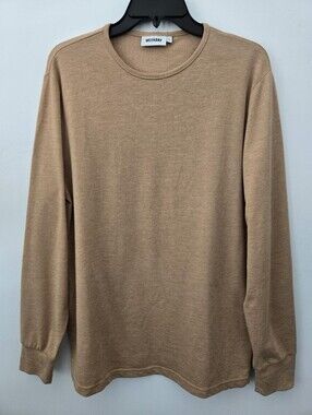 WEEKDAY long-sleeve crewneck top. Color: Camel. Size Small.